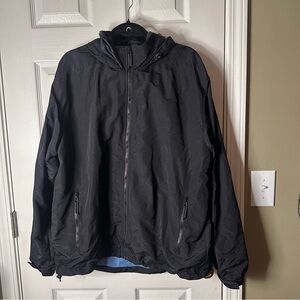 Lands End Hooded Black Raincoat Men’s 
Size L